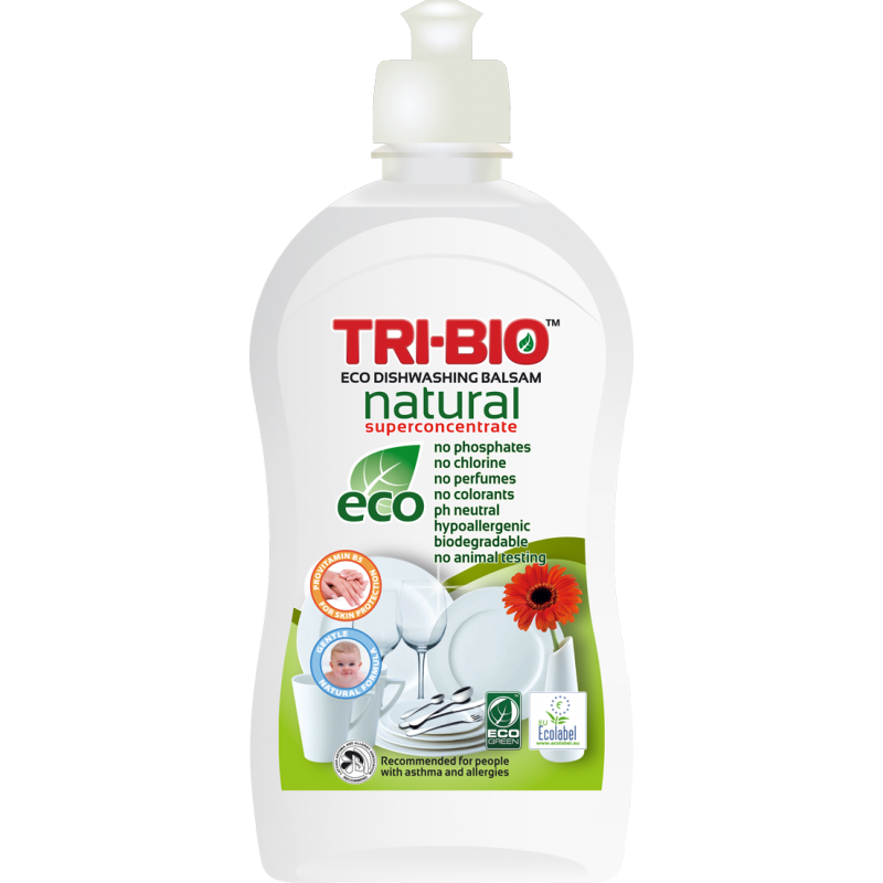 Натурален еко балсам за съдове, пластмасова бутилка с дозатор Tri-Bio