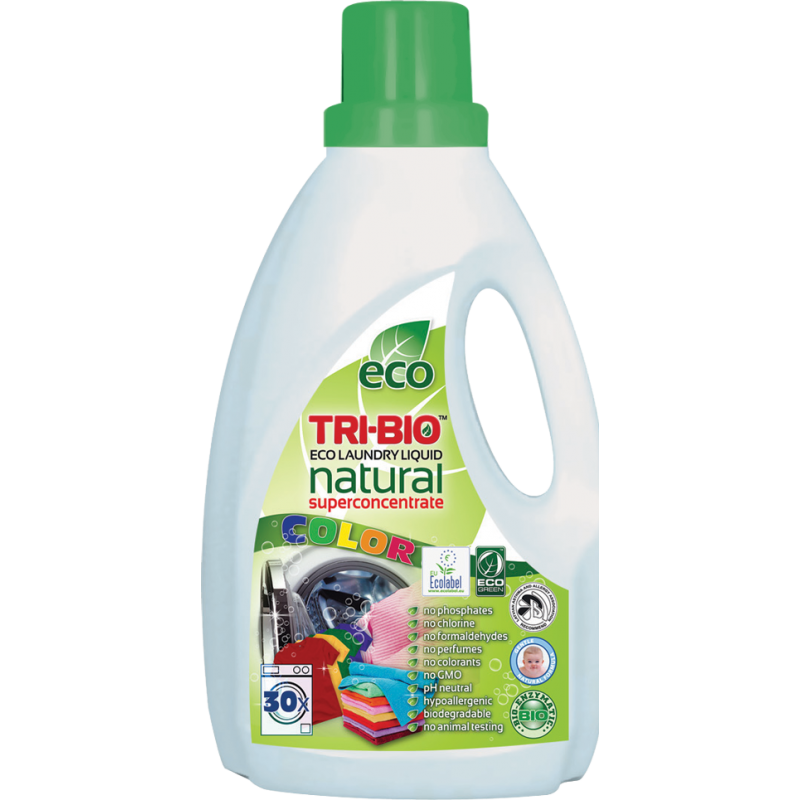 Натурален еко течен перилен препарат за цветно пране, пластмасова Tri-Bio