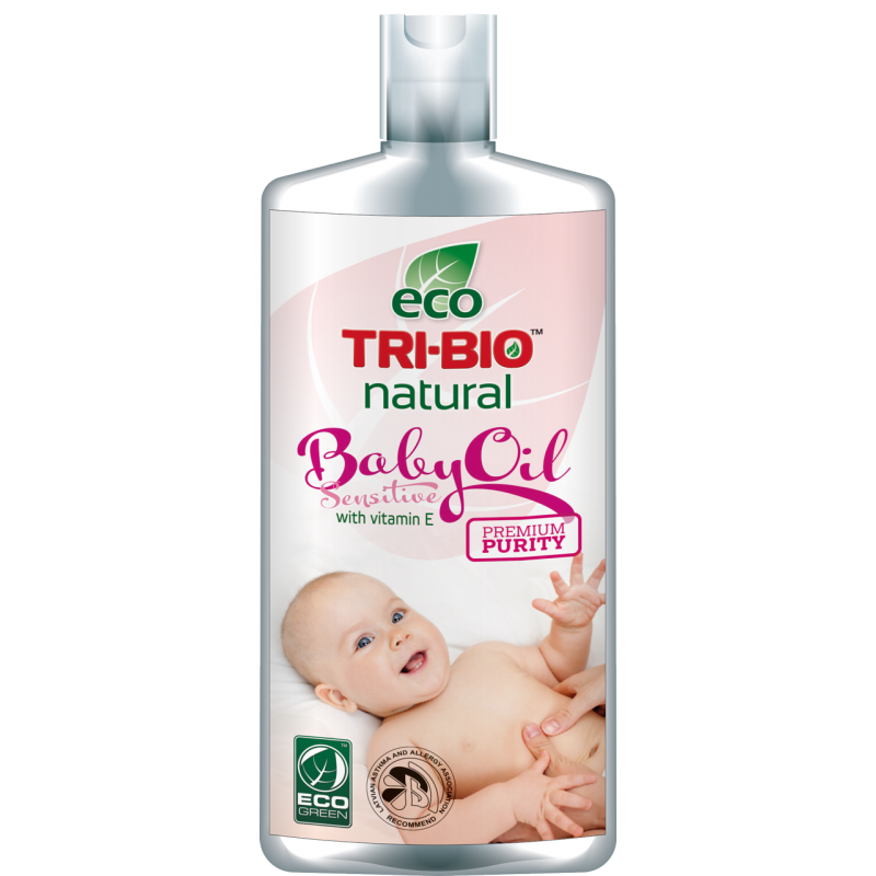 Натурално бебешко олио с витамин Е за чувствителна кожа, пластмасова Tri-Bio