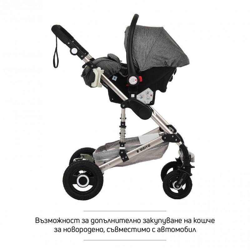Комбинирана детска количка FONTANA 3 в 1, черна ZIZITO