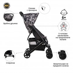 Бебешка количка Jasmin - компактна, лесно сгъваема, сива ZIZITO 27787 2