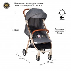 Детска количка FEEBY с швейцарска конструкция и дизайн, сива ZIZITO 27804 5
