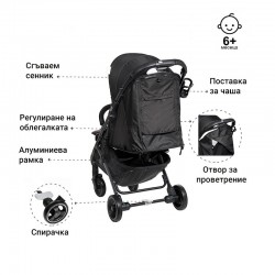 Лятна бебешка количка Sandra, черна ZIZITO 30982 3