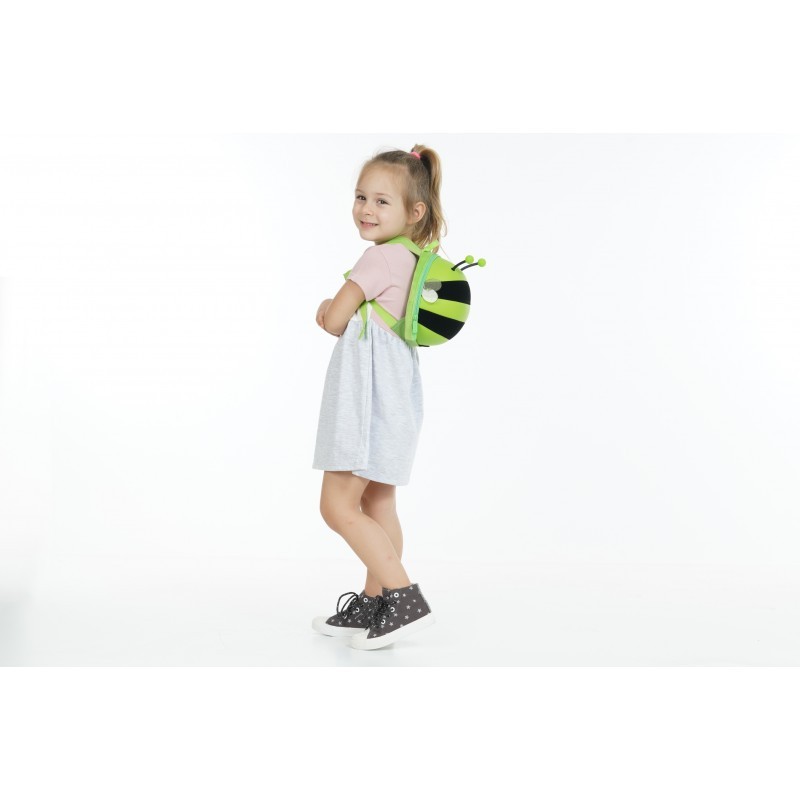 Мини детска раница - пчеличка с предпазен колан, зелена Supercute