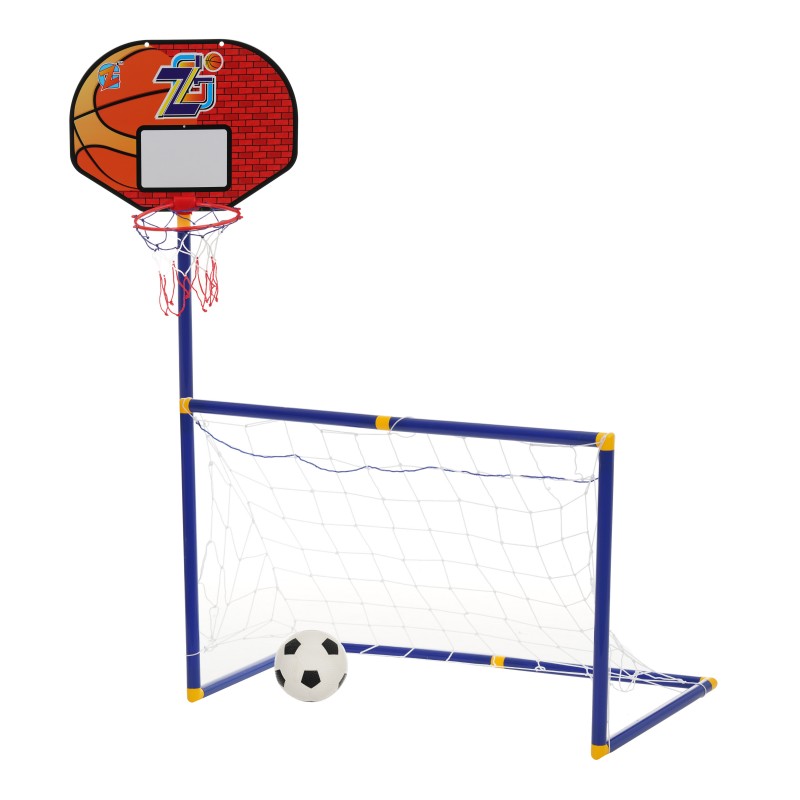 Комплект 2 в 1, футболна врата и баскетболен кош с включени топки GT