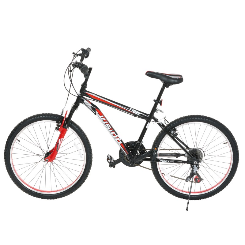 Детски велосипед VISION - TIGER 24", 21 скорости, черно-зелен - Черен с червено