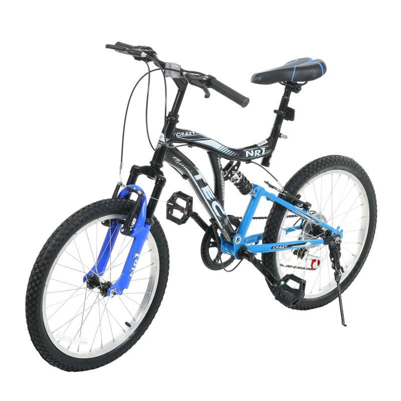 Детски велосипед TEC - CRAZY 20", 7 скорости, черно-син TEC
