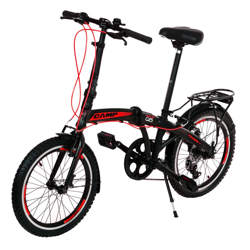 Сгъваем градски велосипед CAMP Q10 FOLDABLE BIKE 20", 7 скорости, чер - Черен с червено