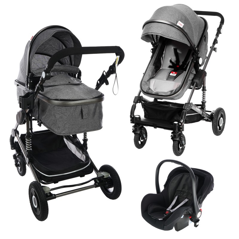 Комбинирана детска количка FONTANA 3 в 1, черна