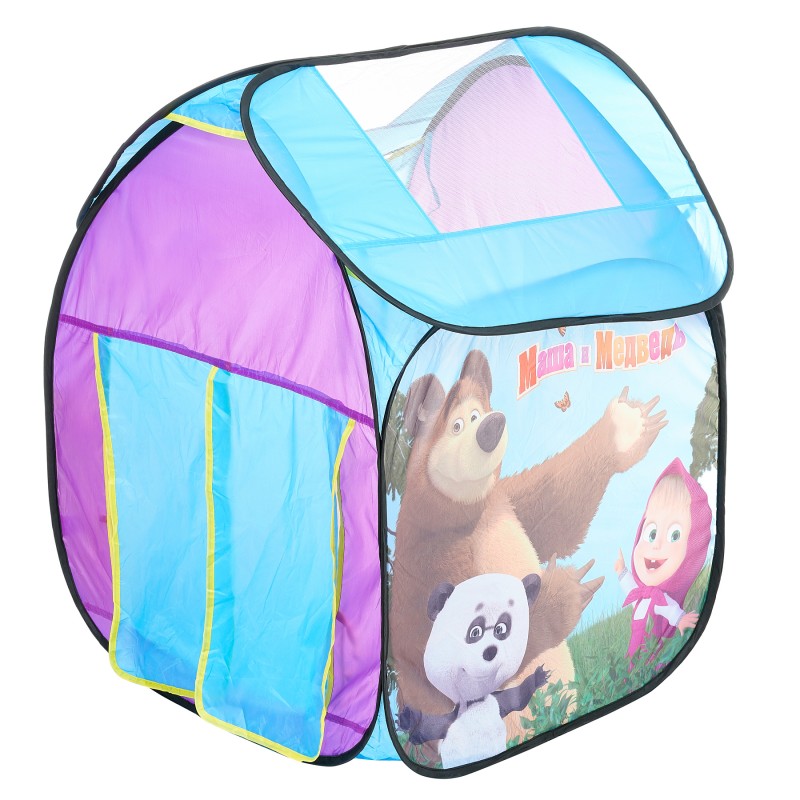 Детска палатка с покрив за игра Маша и Мечока със 100 бр. топки ITTL