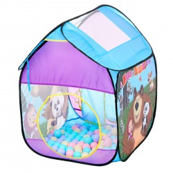 Детска палатка с покрив за игра Маша и Мечока със 100 бр. топки ITTL 38418 9