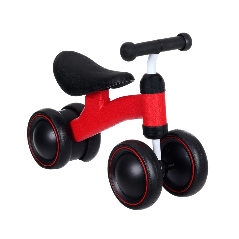 Детски велосипед за баланс с четири колела, оранжев - Червен