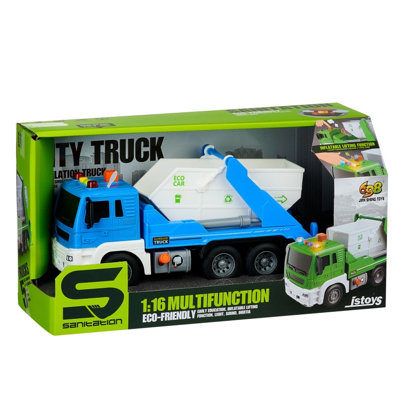 Детски инерционен боклукчииски камион с музика и светлини, 1:16 GOT
