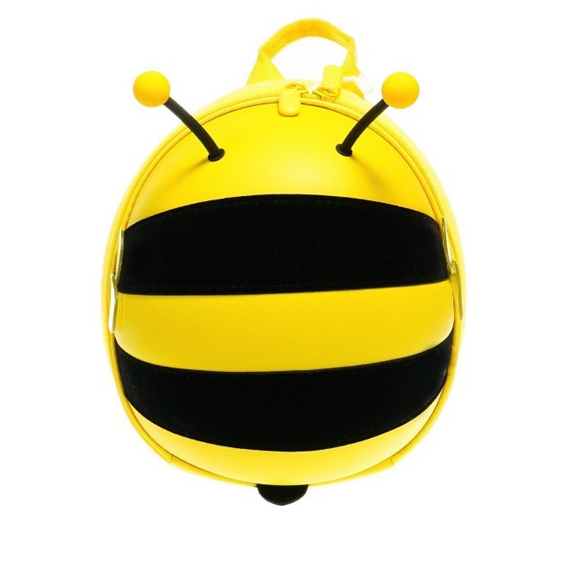 Мини детска раница - пчеличка с предпазен колан, зелена - Жълт