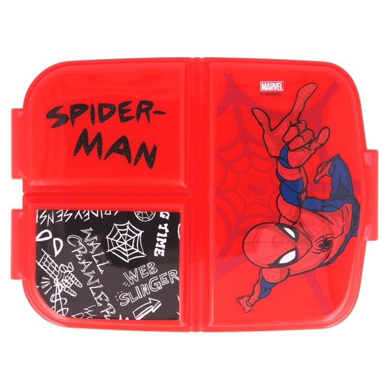 Кутия за храна с три отделения, SPIDERMAN, червена